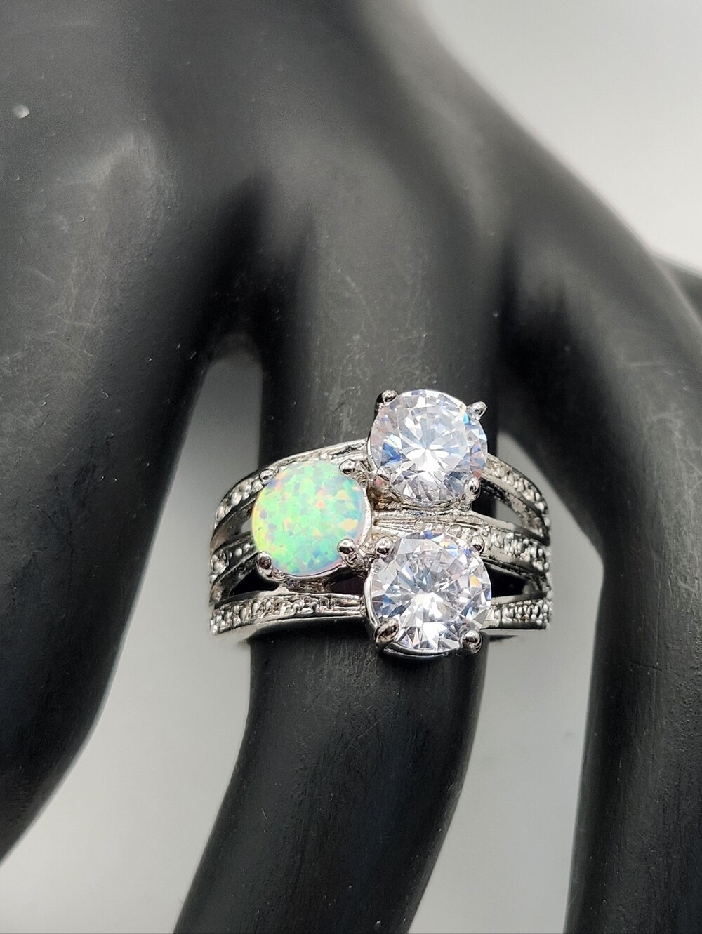 925 Silver Semi-precious Stones Ring, Size 7